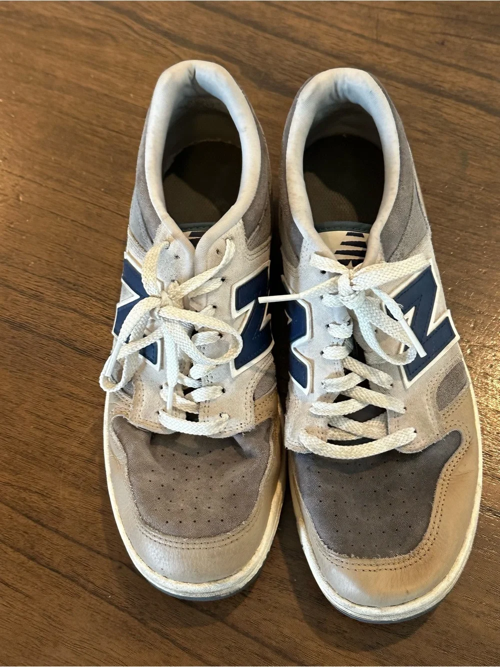 New Balance 480 Sneakers Gray Navy Cream Leather Suede Men’s Size 10
